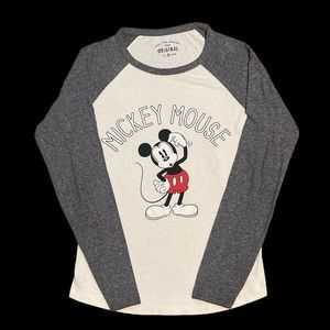 SPAO x Disney Bewildered Thinking Mickey Mouse Raglan T-Shirt Baseball Tee Small
